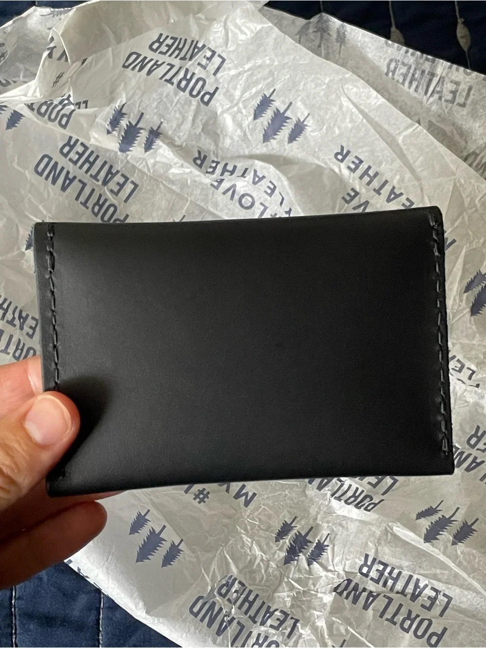 Black Leather Envelope Card Holder Wallet - Portland Leather